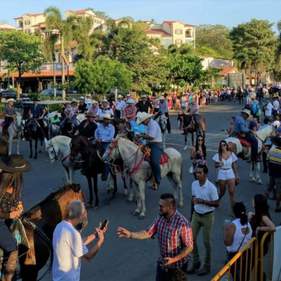 Horses and riders in a traditional tope parade in Guanacaste